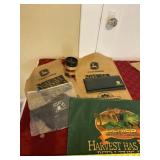 John Deere banner, gunny sacks, cup, hat and