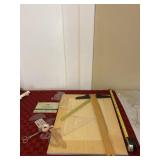 Lettering guide pad, squares and scissors