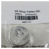 VA Silver Comm 25c , 2000-S proof