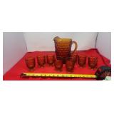 Indiana Glass Whitehall Pattern AMBER Cubist 8"