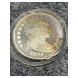 1804 COPY Draped Bust .999 Fine Silver Dollar