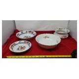 Handpainted Homer Laughlin rose serving bowl,