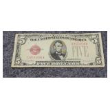 1928-F $5.00 Lincoln  Red Seal Note