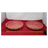 2 Stoneware pie dishes rose
