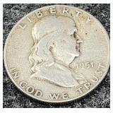 1951 Franklin Silver Half Dollar