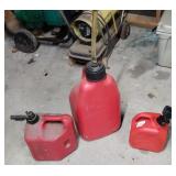 Gas cans, 1, 2, and 5 gallon plastic