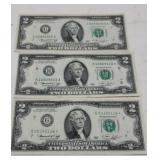 3) Crisp 1976 $2.00 Bills