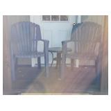 2 Plastic Chairs & 1 Round Glass top Table