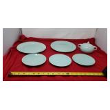 Lu Ray pastel Green 2 dinner plates, 3 saucers,