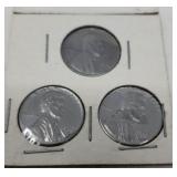 3) 1943 Uncirculated Silver Steel Lincoln Wheat
