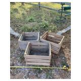 Three wooden crates