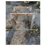 Two wooden sawhorses