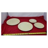 Lu Ray pastel yellow 2 dinner plates, saucer,