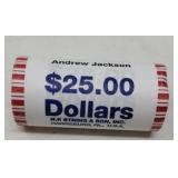 $25.00 Roll of $1.00 Andrew Jackson Coins