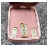 .925 & Jade Chinese  Pendant & Earrings