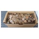 Box of Pennies Unsorted. 1982 copper pennies