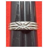 Sz.8.5 10k. White Gold Wedding Ring 2.98 Grams