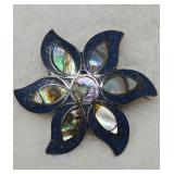 VINTAGE MEXICO INLAY STERLING SILVER 925 PENDANT