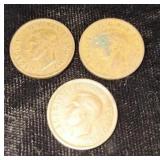 1941,42, and 1947 Canadian one cent