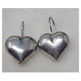 925 Sterling Silver Puffy heart earrings 4.88g