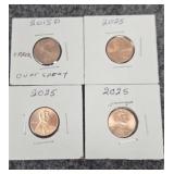 2015-P error over spray penny  3- 2025 pennies