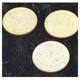 Japanese 100 Yen coins