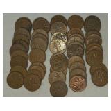 1964 Canadian pennies unsearched 50 count.