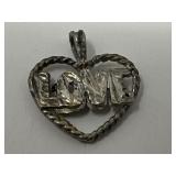Sterling Silver Love Pendant 1.18 Grams