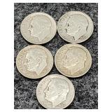 3-1951-S, 1-1951-P, 1954-D Roosevelt Silver Dimes