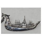 Vintage Siam Sterling Silver Black Niello Dragon