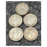 2-1956-D , 2-1959, Roosevelt Dimes 1949 Canadian