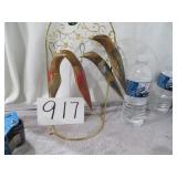 VTG HAND CARVED WOOD BIRDS (NOT STAND)