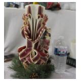 RIBBON WAX CANDLE CARVED 13" TALL