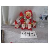 VTG VELVET CHRISTMAS SANTA ORNAMENTS