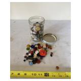 Jar of buttons and miscellaneous