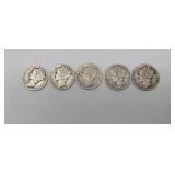 Mercury Dimes 1937,1939,1943,1945,1945
