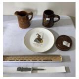 Sleepy Eye letter opener, plate wall plaque and