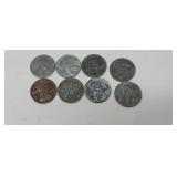 8- 1943 War time steel Wheat Pennies