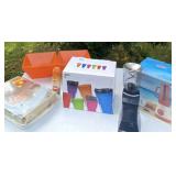 New roaster pan, coffee Grinder, blender,