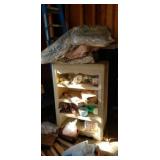 Cabinet w bedding, grout, fluorescent light