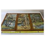 Three painted framed pictures 11 x 19