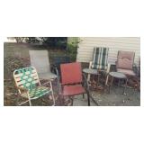 Outdoor lawn chairs and end tsbles