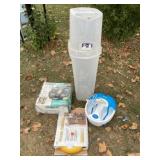 Sterilite container with lid, foot massager and