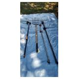 Pitch fork, bar clamps, trimmer