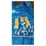 Red and green floodlights , 100 watt lightbulbs