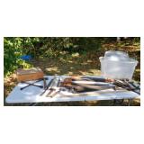 Ball piece hammers , hand saws tote, parts wooden