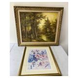 20 x 24 canvas oil framed picture and 17.5 x 21.5