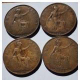 4 United Kingdom Pennies