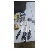 Ammo Box, fishing supplies, knives ,and more