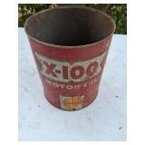 X 100 motor oil shell can